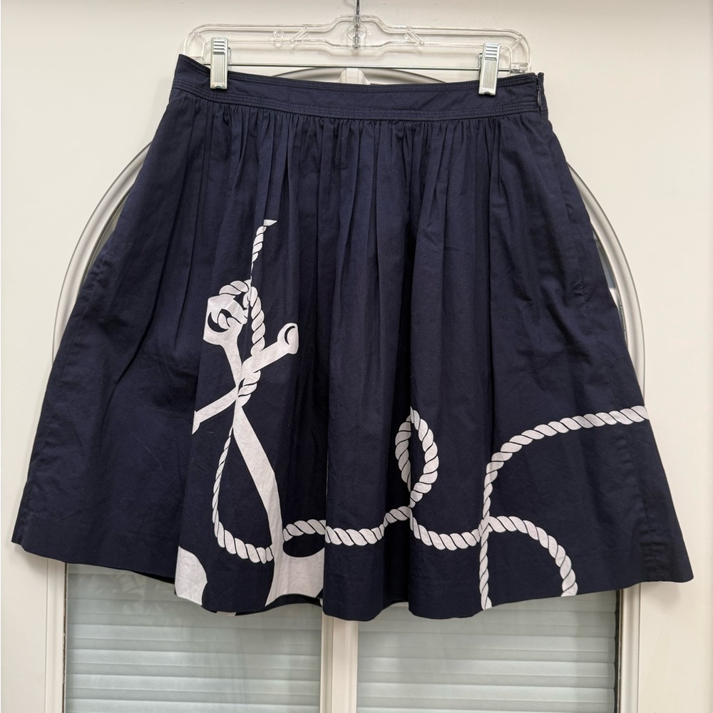 J. Crew Dark Blue A-Line Skirt with Rope Design.